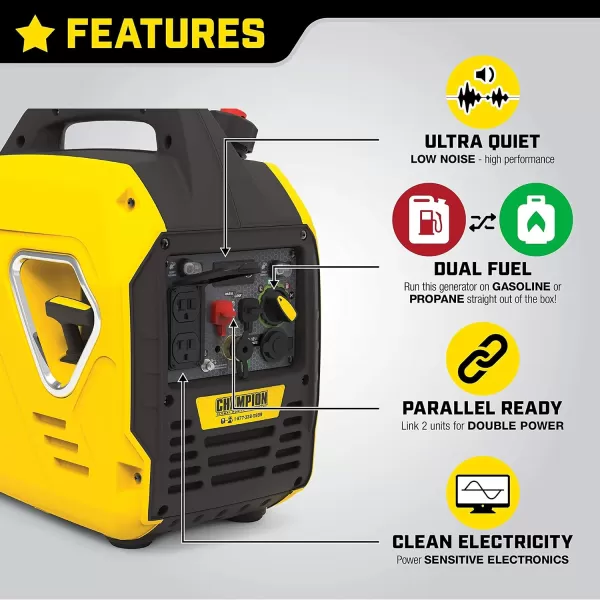 Champion Power Equipment 201323 2500-Watt Ultralight Portable Dual Fuel Inverter Generator with CO Shield