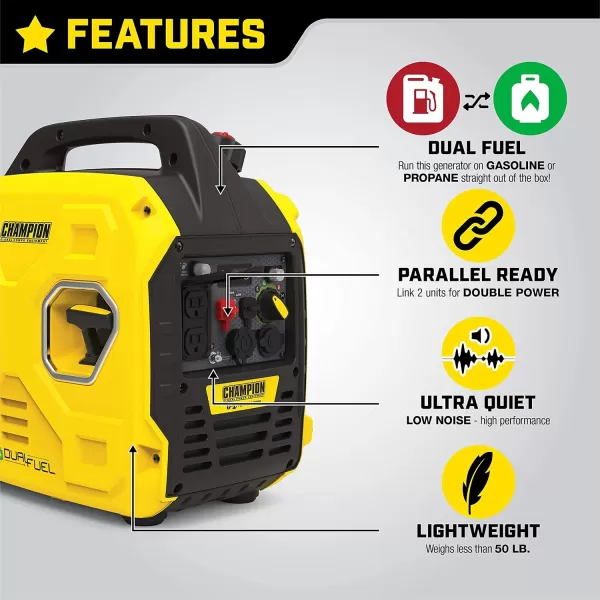 Champion Power Equipment 201323 2500-Watt Ultralight Portable Dual Fuel Inverter Generator with CO Shield