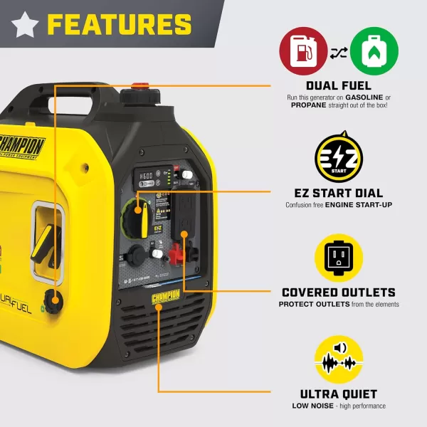 Champion Power Equipment 201323 2500-Watt Ultralight Portable Dual Fuel Inverter Generator with CO Shield