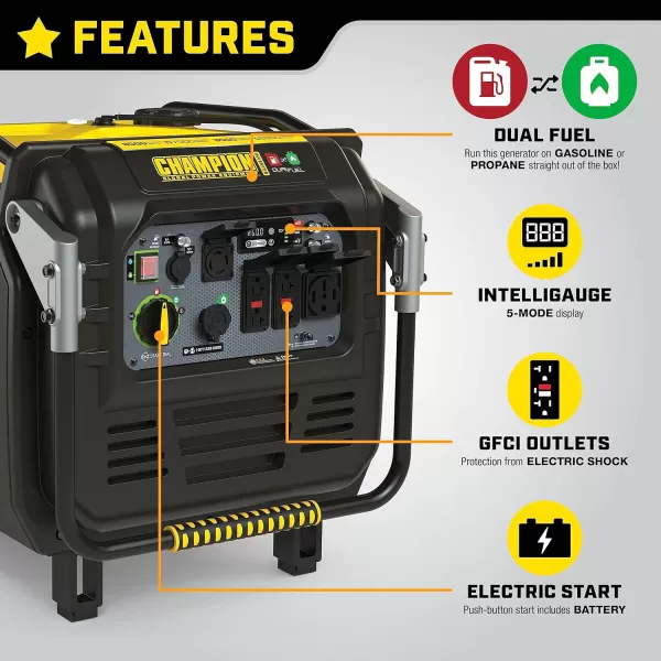 Champion Power Equipment 201323 2500-Watt Ultralight Portable Dual Fuel Inverter Generator with CO Shield