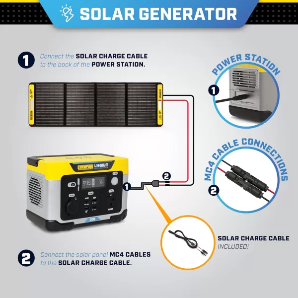 imageChampion Power Equipment 1638Wh Lithium Ion Expansion Battery and 200Watt Solar Panel285Wh Solar Power Station  200W Solar Panel