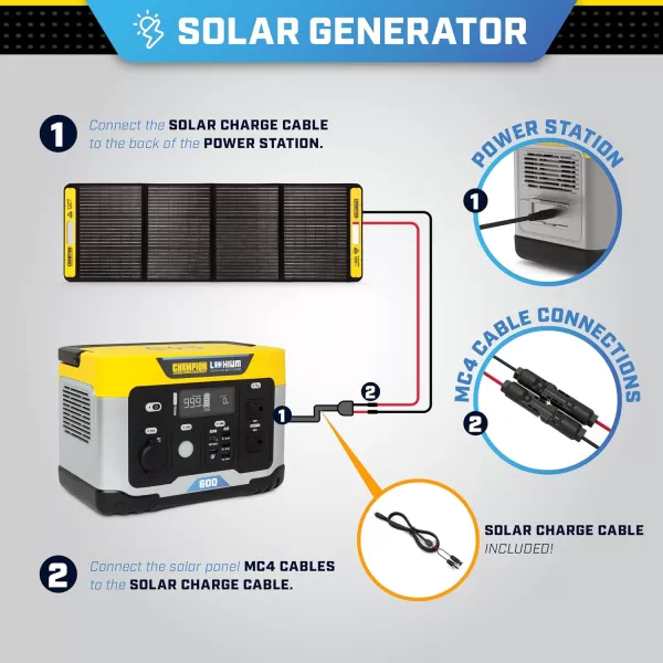 imageChampion Power Equipment 1638Wh Lithium Ion Expansion Battery and 200Watt Solar Panel579Wh Solar Power Station  200W Solar Panel