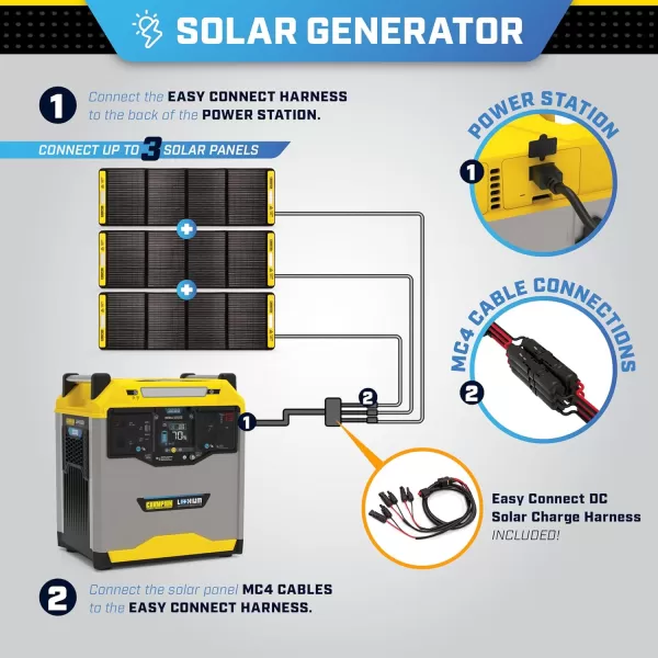 imageChampion Power Equipment 201260 998Wh Power Station 20001000Watt Portable LithiumIon Battery Solar Generator3276 Wh