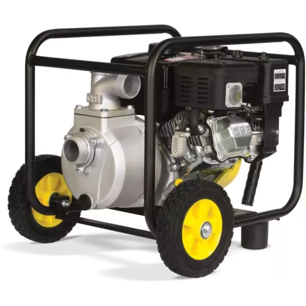 imageChampion Power Equipment 2Inch GasPowered SemiTrash Water Transfer Pump with Hose and Wheel Kit2 Semi Trash  196cc Engine  09 Gal