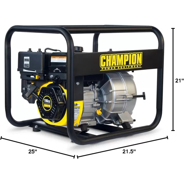 imageChampion Power Equipment 2Inch GasPowered SemiTrash Water Transfer Pump with Hose and Wheel Kit3 Semi Trash  196cc Engine  09 Gal