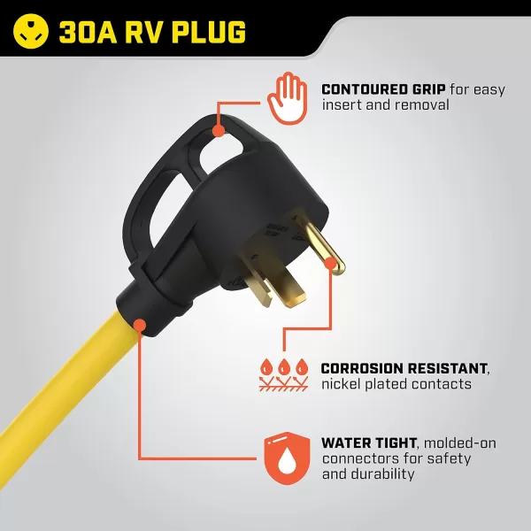 imageChampion Power Equipment 30Foot 30Amp 125Volt RV Generator Power Cord TT30P to L530R