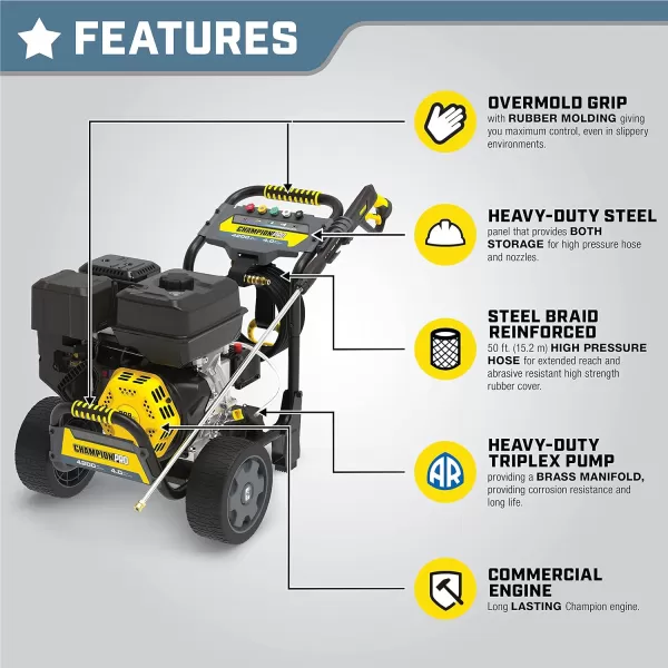 imageChampion Power Equipment 3100PSI 22GPM Low Profile Gas Pressure Washer4200 PSI  40 GPM  389cc