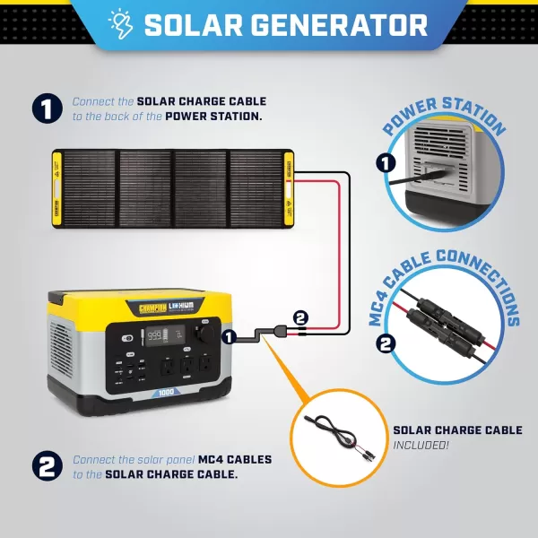 imageChampion Power Equipment 3276Wh Portable Solar Power Station and Two 200Watt Solar Panels998Wh Solar Power Station  Two 200W Solar Panels