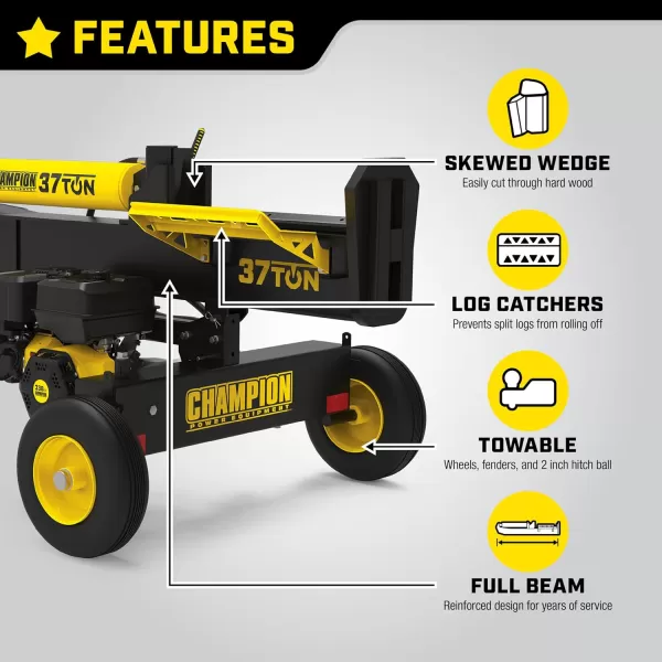 imageChampion Power Equipment 40Ton PRO Grade HorizontalVertical Full Beam Gas Log Splitter with Auto Return37Ton