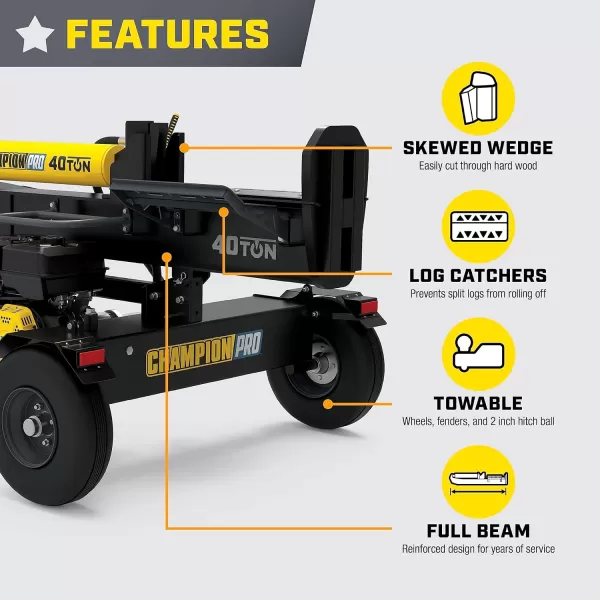 imageChampion Power Equipment 40Ton PRO Grade HorizontalVertical Full Beam Gas Log Splitter with Auto Return40Ton