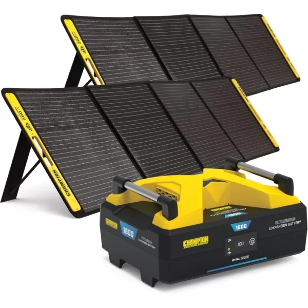 imageChampion Power Equipment 3276Wh Portable Solar Power Station and Two 200Watt Solar Panels1638Wh Liion Expansion Battery  Two 200W Solar Panels