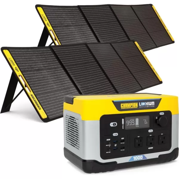 imageChampion Power Equipment 3276Wh Portable Solar Power Station and Two 200Watt Solar Panels998Wh Solar Power Station  Two 200W Solar Panels