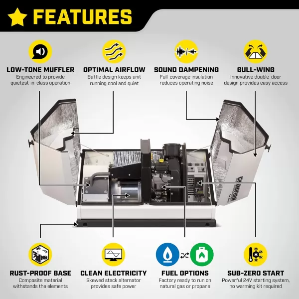 imageChampion Power Equipment 100837 14kW Home Standby Generator System 200Amp aXis Automatic Transfer Switch85kW and 50A ATS