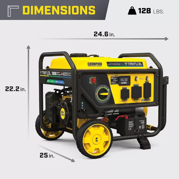 imageChampion Power Equipment 15000Watt Electric Start Tri Fuel Home Backup Portable Generator with CO Shield50004000Watt  TriFuel  Electric Start  CO