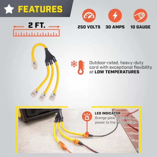 imageChampion Power Equipment 2 ft 30A 125V Generator Adapter Cord250V