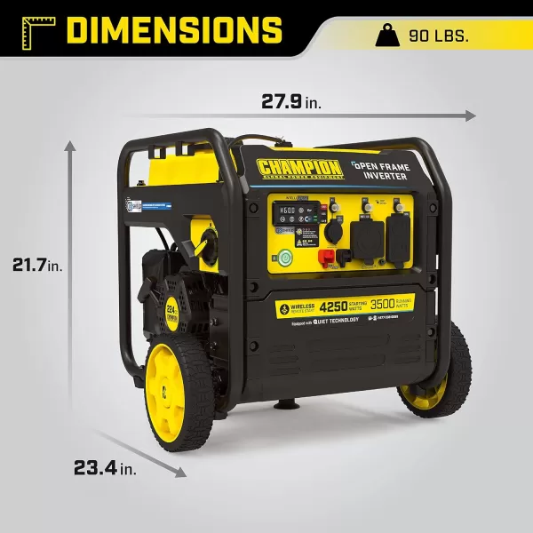 imageChampion Power Equipment 201185 4250Watt Wireless Remote Start Open Frame Inverter Generator CO Shield