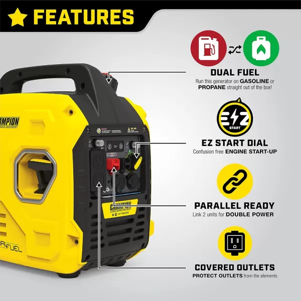 imageChampion Power Equipment 2500Watt Ultralight Portable Inverter Generator with Quiet Technology and CO Shield2500Watt  Dual Fuel  CO  CARB