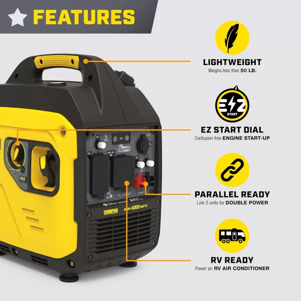 imageChampion Power Equipment 4000Watt RV Ready Portable Inverter Generator with Quiet Technology and CO Shield