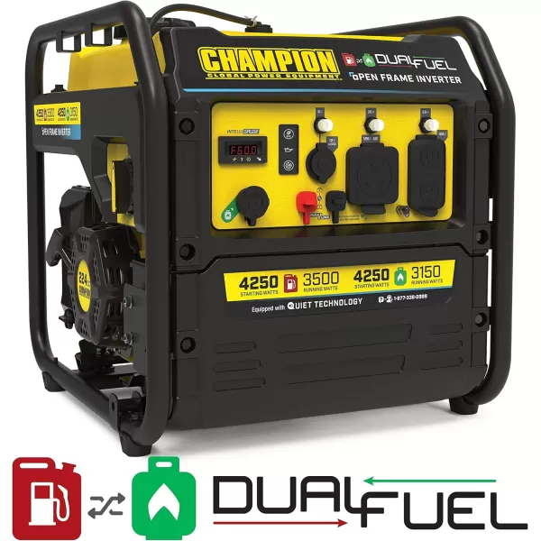 imageChampion Power Equipment 4250Watt Dual Fuel RV Ready Portable Open Frame Inverter Generator with Quiet Technology4250Watt  Dual Fuel