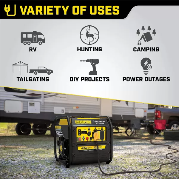 imageChampion Power Equipment 4250Watt RV Ready Portable Open Frame Inverter Generator with Quiet Technology4250Watt  Gas