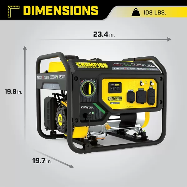 imageChampion Power Equipment 4375Watt Dual Fuel Portable Generator RV Ready43753500Watt  Dual Fuel  CARB