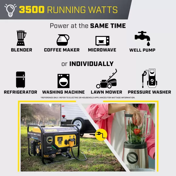 imageChampion Power Equipment 4375Watt Dual Fuel Portable Generator RV Ready43753500Watt  Dual Fuel  CO