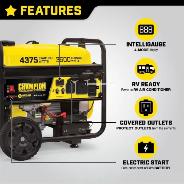 imageChampion Power Equipment 4375Watt Dual Fuel Portable Generator RV Ready43753500Watt  Gas  Remote Start  CARB