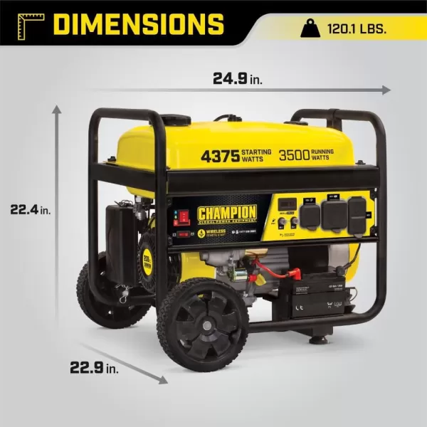 imageChampion Power Equipment 4375Watt Dual Fuel Portable Generator RV Ready43753500Watt  Gas  Remote Start  CARB