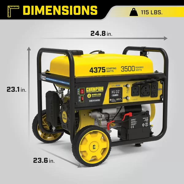 imageChampion Power Equipment 4375Watt Dual Fuel Portable Generator RV Ready43753500Watt  Gas  Remote Start  CO  CARB