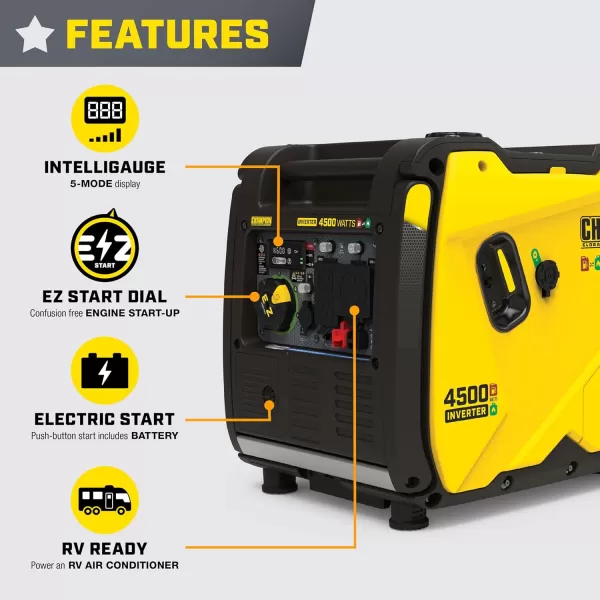 imageChampion Power Equipment 4500Watt RV Ready Portable Inverter Generator with Quiet Technology and CO Shield4500Watt  Dual Fuel  CO