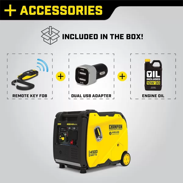 imageChampion Power Equipment 4500Watt RV Ready Portable Inverter Generator with Quiet Technology and CO Shield4500Watt  Gas  EZ Remote Start  CO  CARB