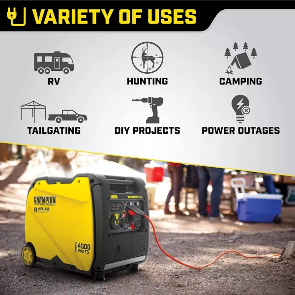 imageChampion Power Equipment 4500Watt RV Ready Portable Inverter Generator with Quiet Technology and CO Shield4500Watt  Gas  EZ Remote Start