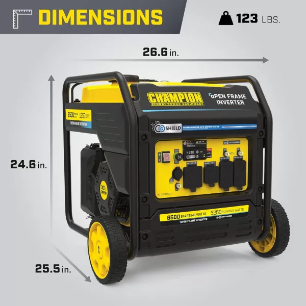 imageChampion Power Equipment 6250Watt Portable Open Frame Inverter Generator with Quiet Technology6250Watt  Gas  CO