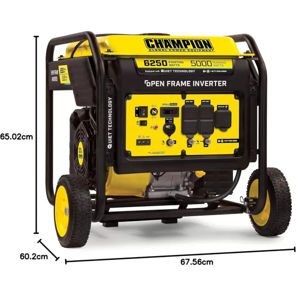 imageChampion Power Equipment 6250Watt Portable Open Frame Inverter Generator with Quiet Technology6250Watt  Gas