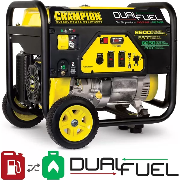 imageChampion Power Equipment 6900Watt Dual Fuel Portable Generator with Wheel Kit5500Watt  Dual Fuel