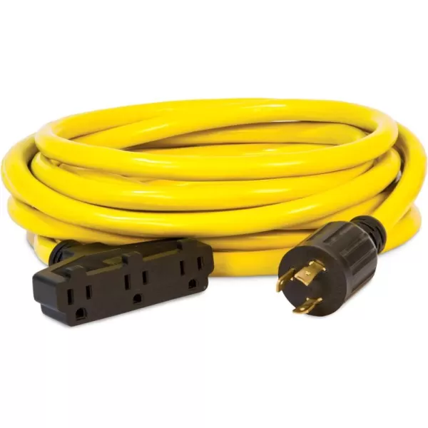 imageChampion Power Equipment 25Foot 30Amp 125Volt FanStyle Generator Extension Cord L530P to three 515R