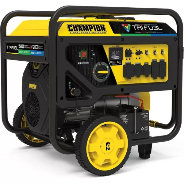 imageChampion Power Equipment 5000Watt Electric Start Tri Fuel RV Ready Portable Generator with CO Shield15 00012 000Watt  TriFuel  Electric Start  CO