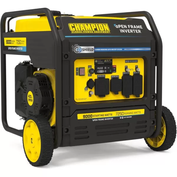 imageChampion Power Equipment 9000Watt Electric Start Tri Fuel Home Backup Portable Open Frame Inverter Generator with Quiet Technology and CO Shield9000Watt  Gas  Electric Start  CO