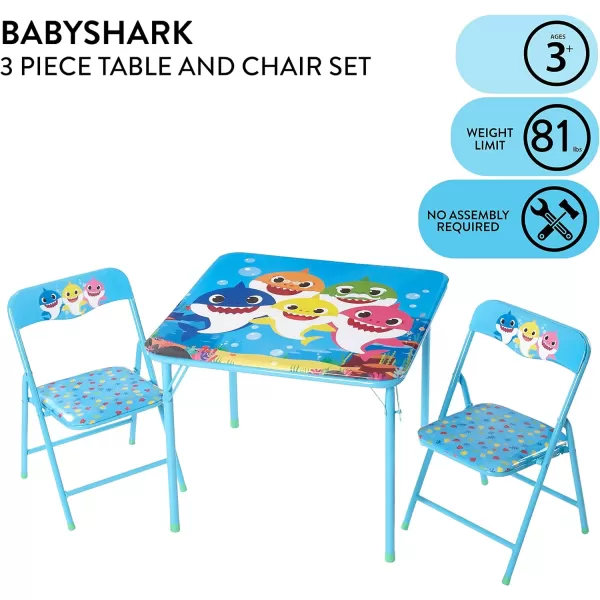 Baby Shark 3 Piece Children's Activity Square Table and Chair Set, Ages 3+