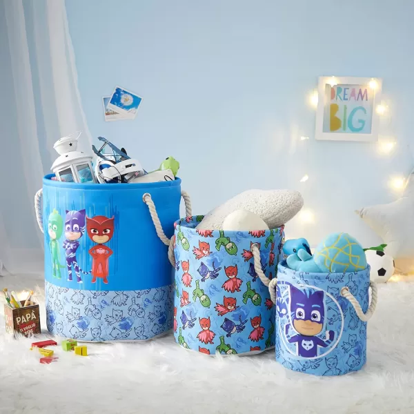 Idea Nuova Baby Shark 3 Piece Multi Size Fabric Nestable Toy Storage Basket Set, with Rope Carry Handles