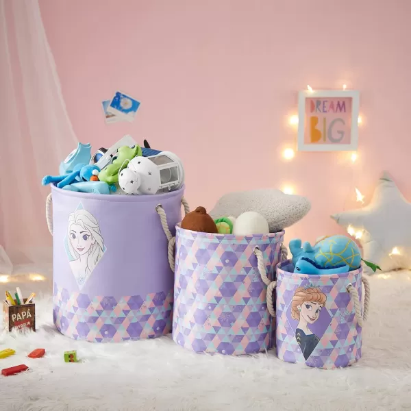 Idea Nuova Baby Shark 3 Piece Multi Size Fabric Nestable Toy Storage Basket Set, with Rope Carry Handles