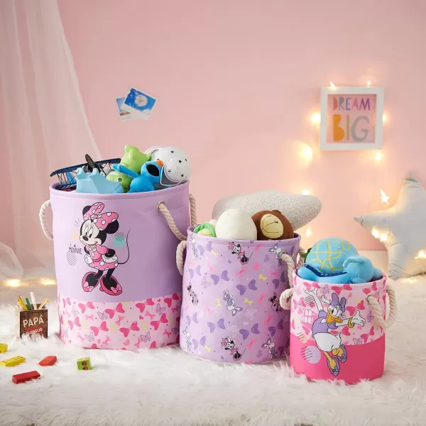 Idea Nuova Baby Shark 3 Piece Multi Size Fabric Nestable Toy Storage Basket Set, with Rope Carry Handles