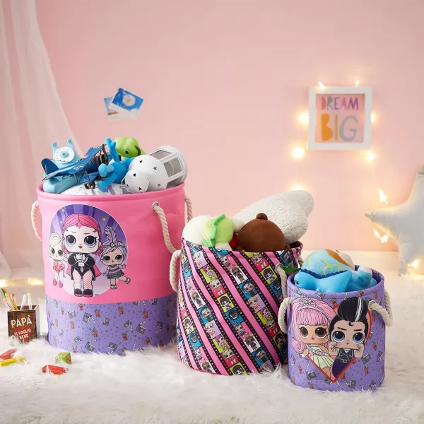 Idea Nuova Baby Shark 3 Piece Multi Size Fabric Nestable Toy Storage Basket Set, with Rope Carry Handles