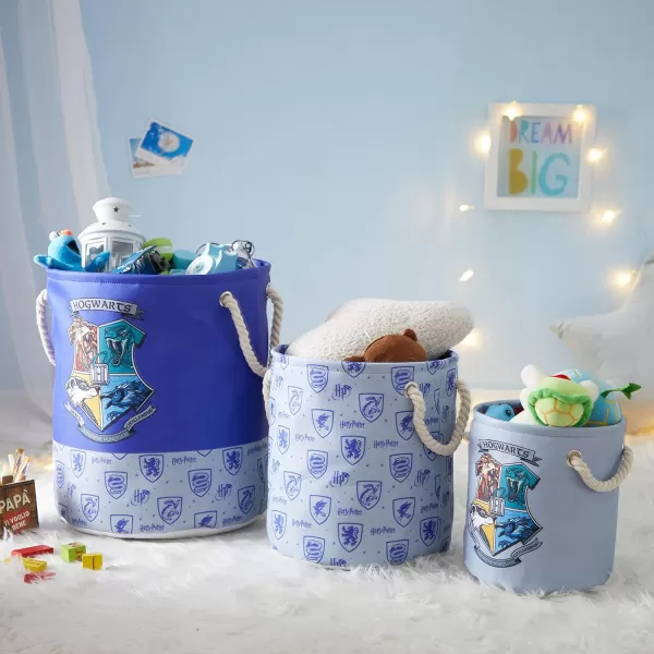 Idea Nuova Baby Shark 3 Piece Multi Size Fabric Nestable Toy Storage Basket Set, with Rope Carry Handles