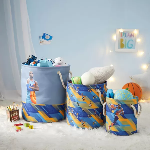 Idea Nuova Baby Shark 3 Piece Multi Size Fabric Nestable Toy Storage Basket Set, with Rope Carry Handles