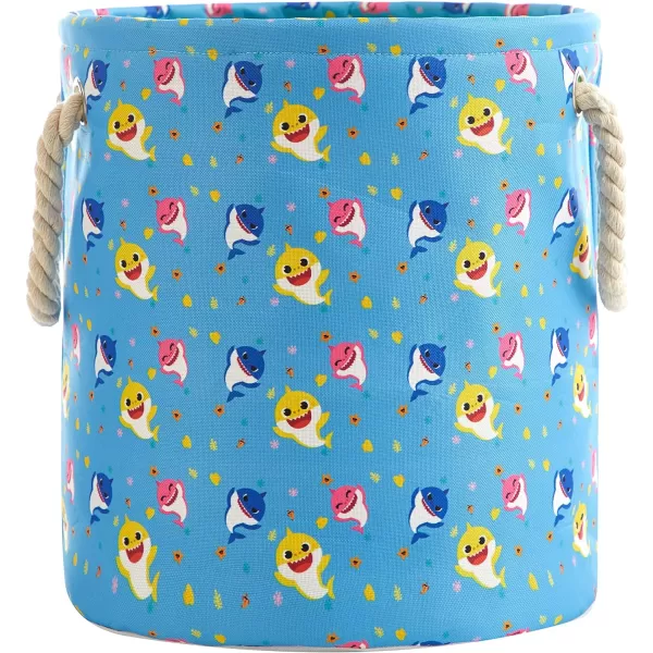 Idea Nuova Baby Shark 3 Piece Multi Size Fabric Nestable Toy Storage Basket Set, with Rope Carry Handles