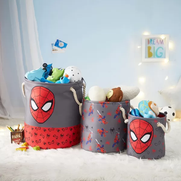 Idea Nuova Baby Shark 3 Piece Multi Size Fabric Nestable Toy Storage Basket Set, with Rope Carry Handles