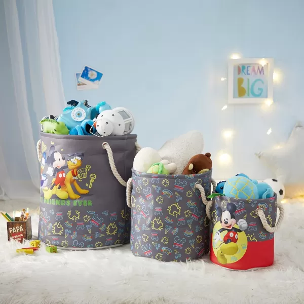 Idea Nuova Baby Shark 3 Piece Multi Size Fabric Nestable Toy Storage Basket Set, with Rope Carry Handles