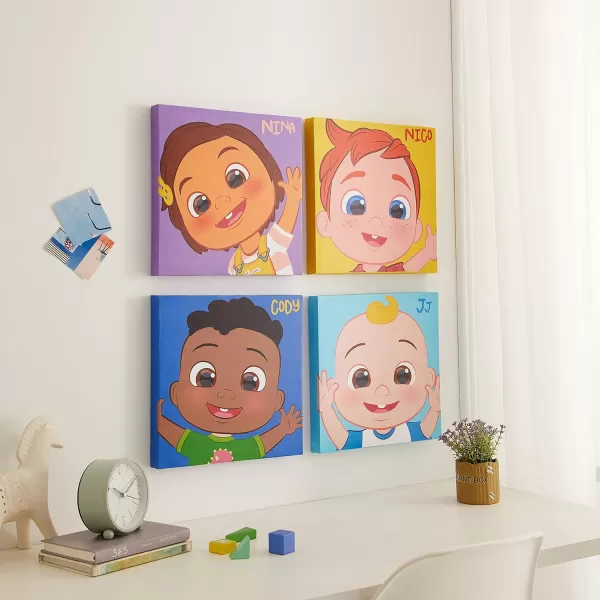 Idea Nuova Baby Shark 4 Pack Square Canvas Wall Art Set, 11''x11'' each