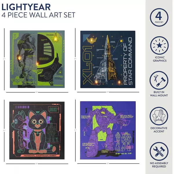 Idea Nuova Baby Shark 4 Pack Square Canvas Wall Art Set, 11''x11'' each